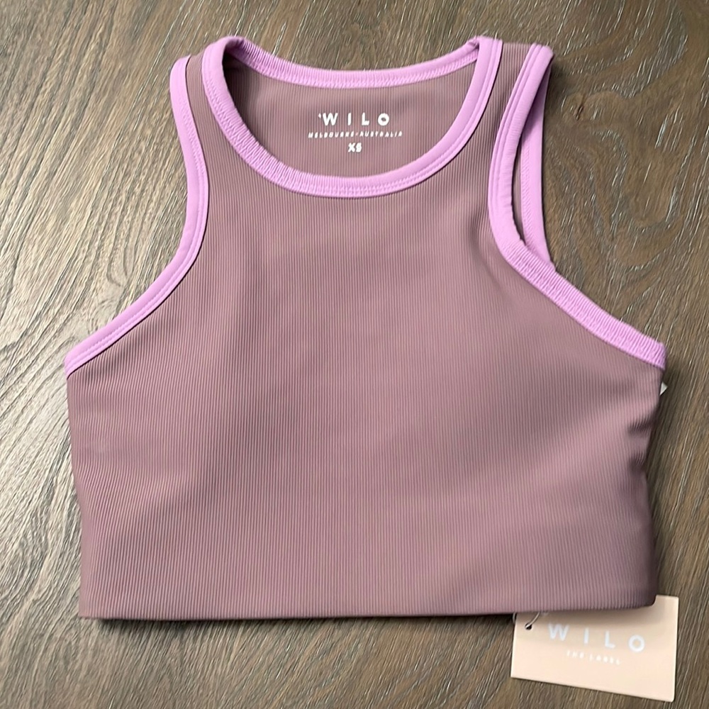 New Wilo purple racer back sports bra crop top.  Size XS